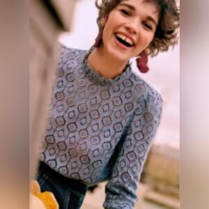 Sezane Eglantine Blouse Vintage Blue Size 2/EU 34